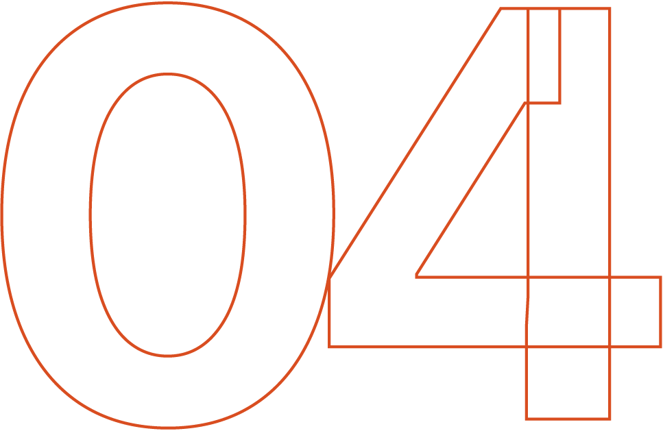 Numéro quatre en orange stylisé